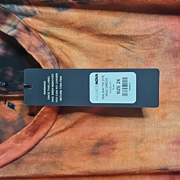 FASHION NOVA MALIKAI TIE DYE DRESS IN RUST -SIZE 2X NWT - Picture 6 of 8